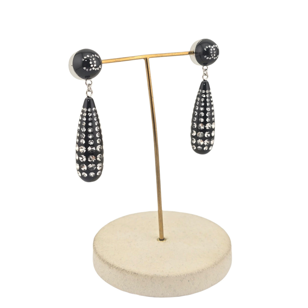 Chanel CC Black Crystal Drop Earrings 2026 CHANEL