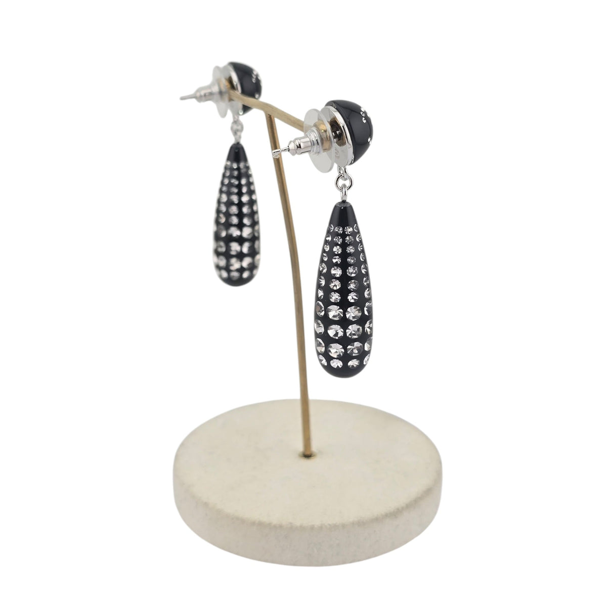 Chanel CC Black Crystal Drop Earrings 2026 CHANEL
