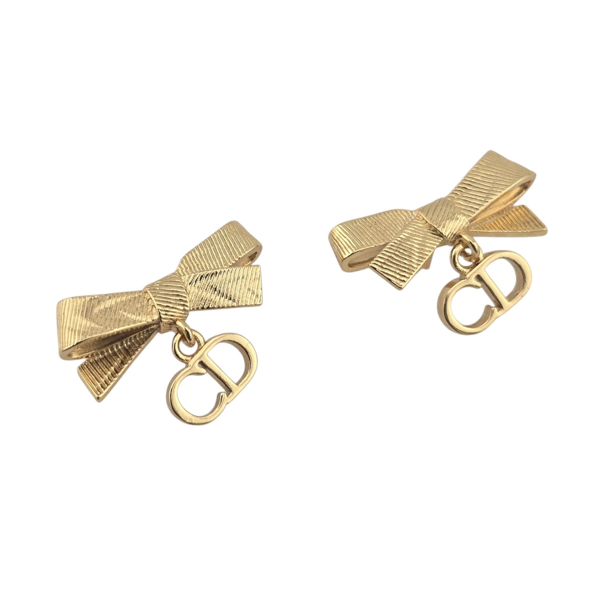 Christian Dior CD Bow Gold Earrings DIOR