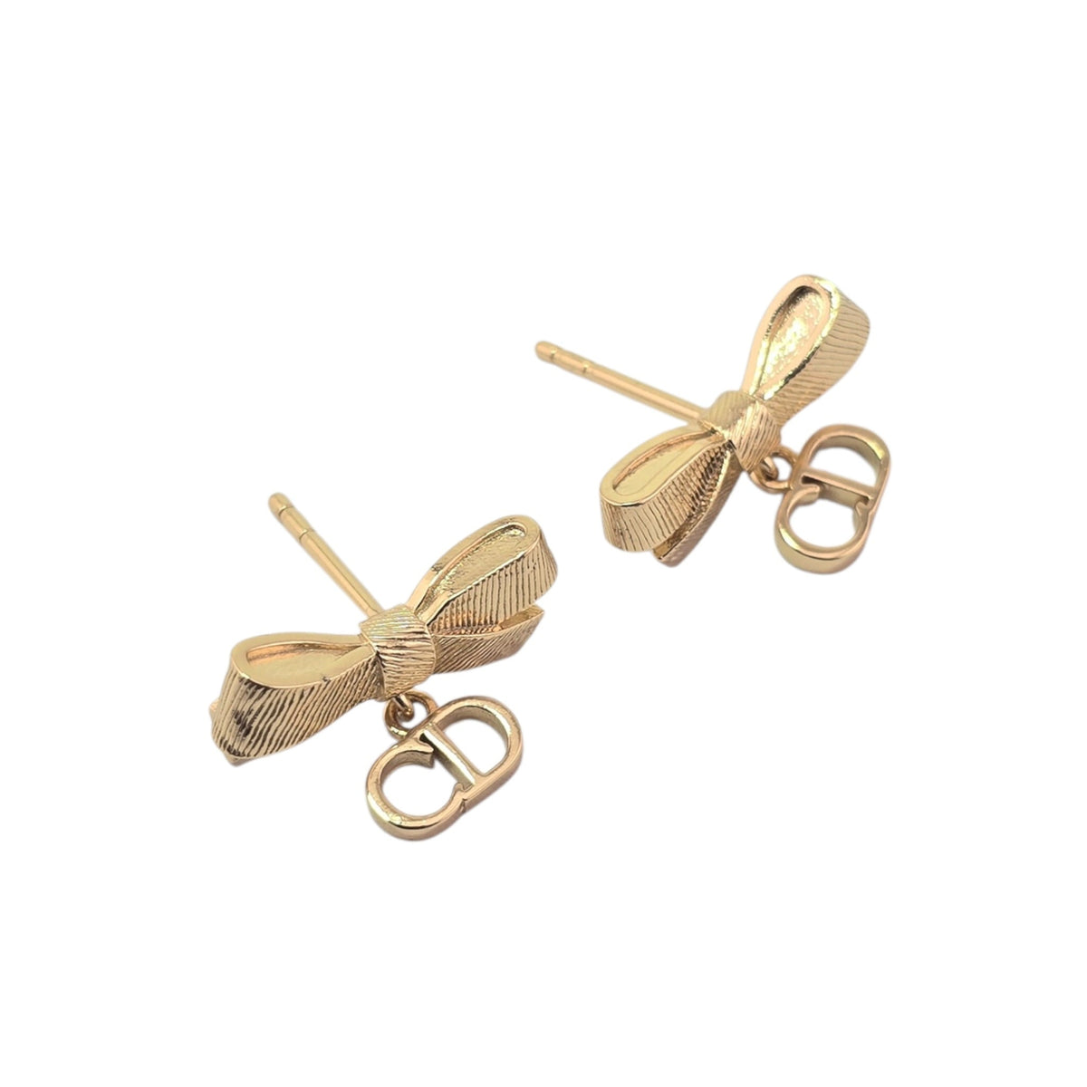 Christian Dior CD Bow Gold Earrings DIOR