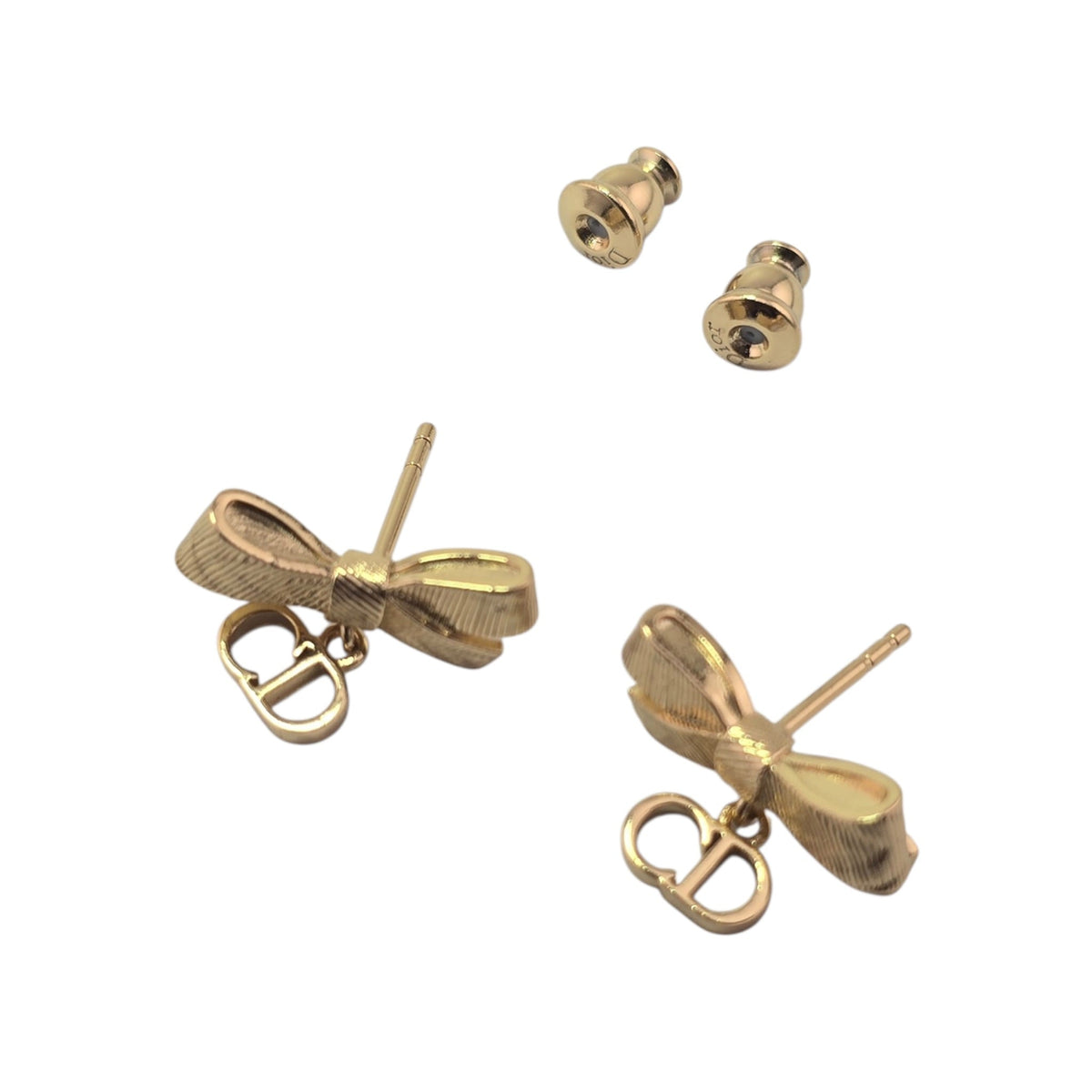 Christian Dior CD Bow Gold Earrings DIOR