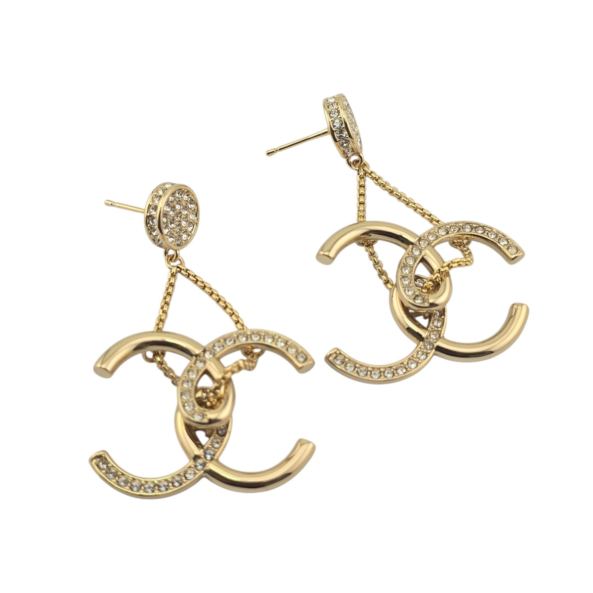 Chanel CC Gold Crystal Pendant Earrings 2026 CHANEL