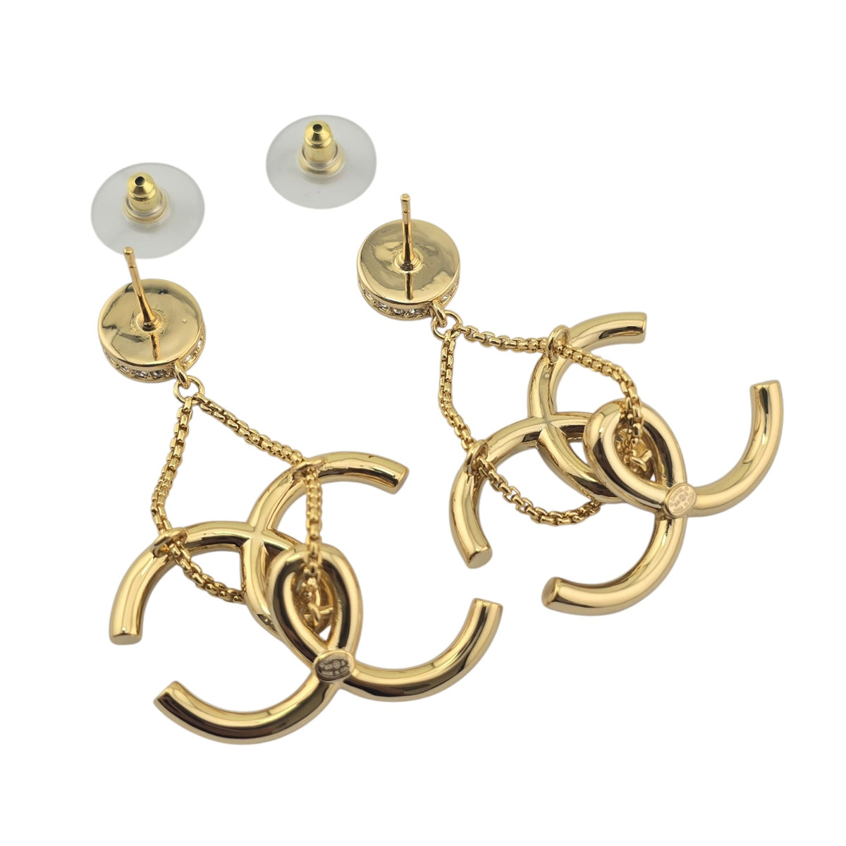 Chanel CC Gold Crystal Pendant Earrings 2026 CHANEL