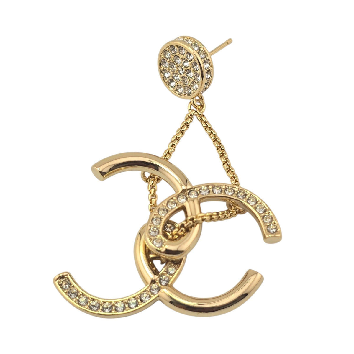 Chanel CC Gold Crystal Pendant Earrings 2026 CHANEL