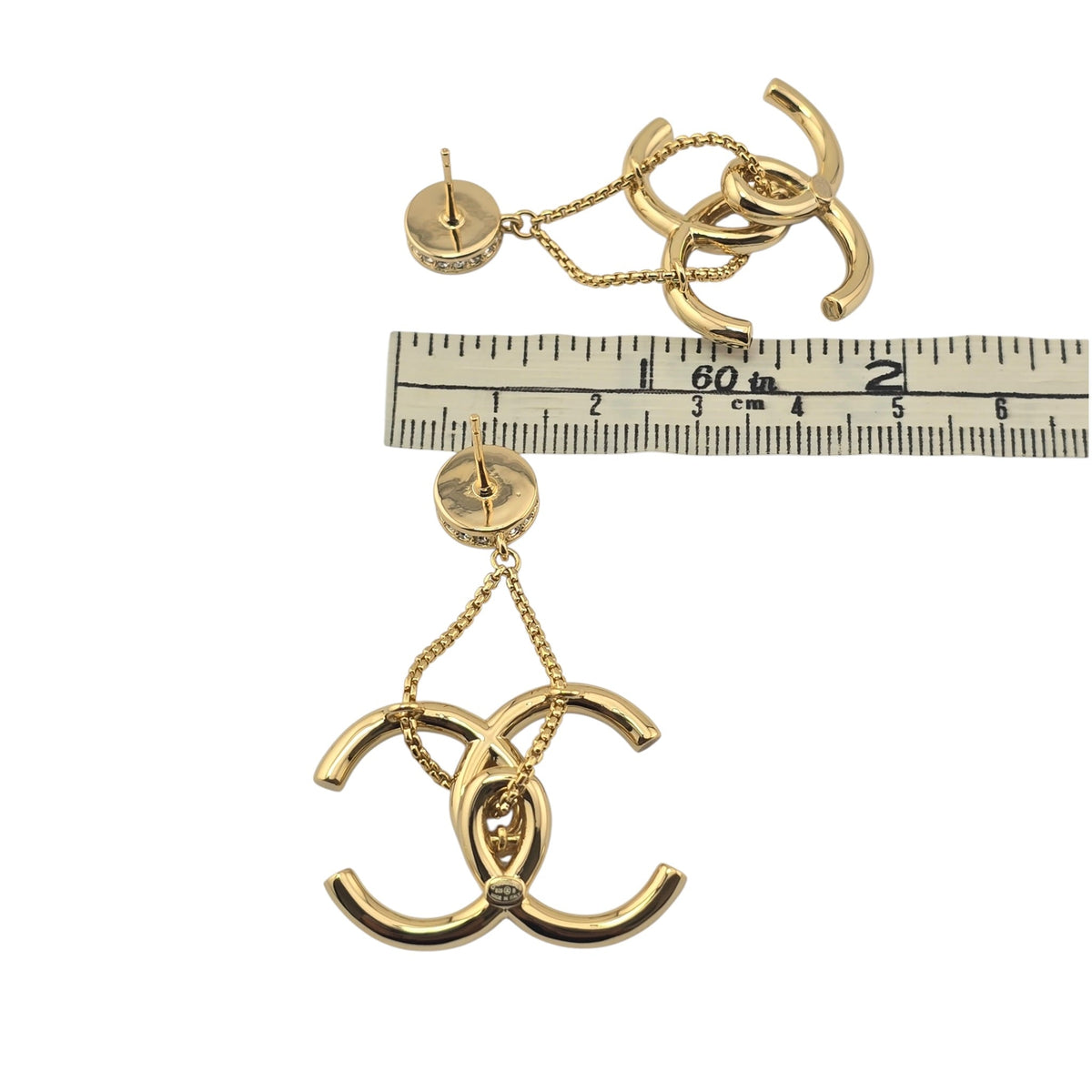 Chanel CC Gold Crystal Pendant Earrings 2026 CHANEL