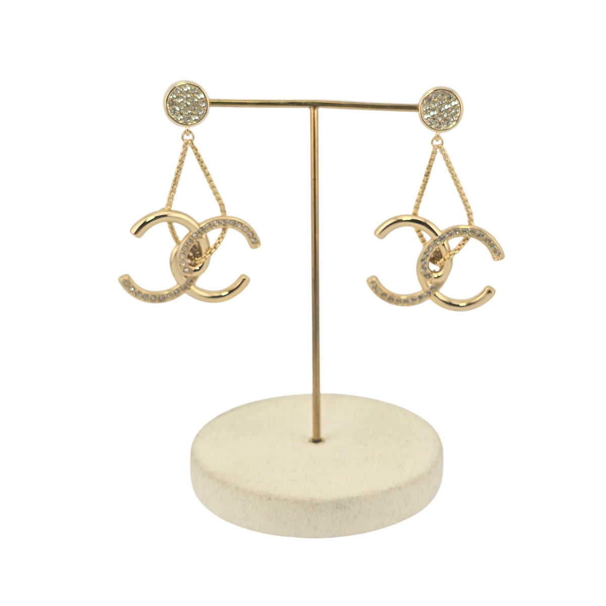 Chanel CC Gold Crystal Pendant Earrings 2026 CHANEL