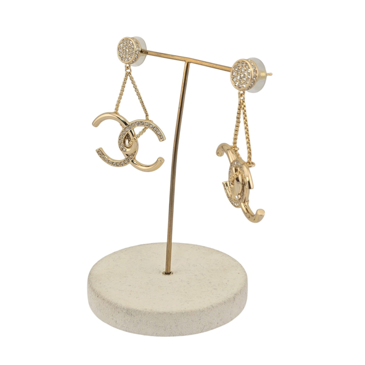 Chanel CC Gold Crystal Pendant Earrings 2026 CHANEL