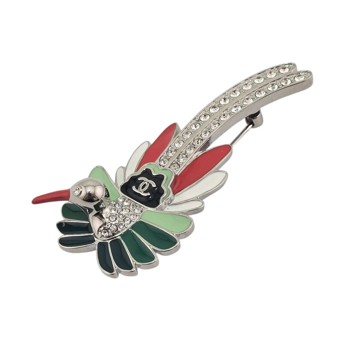 Chanel CC Bird Silver Crystal Brooch 2026 CHANEL