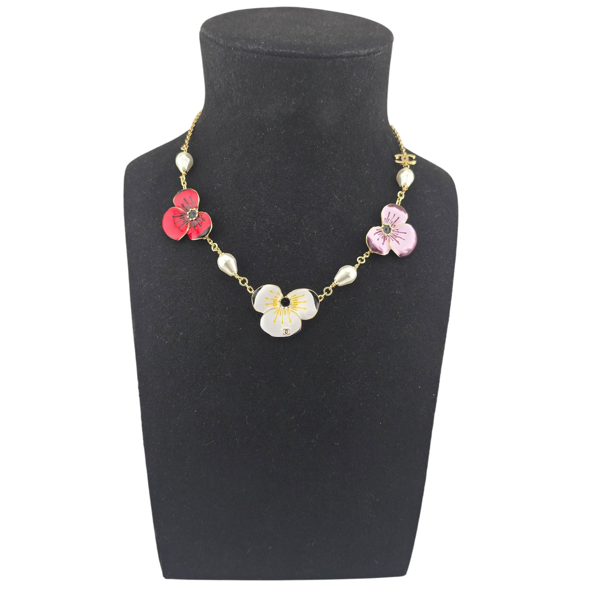 Chanel CC Red White Pink Flower Resin Choker Necklace FW 2026 CHANEL