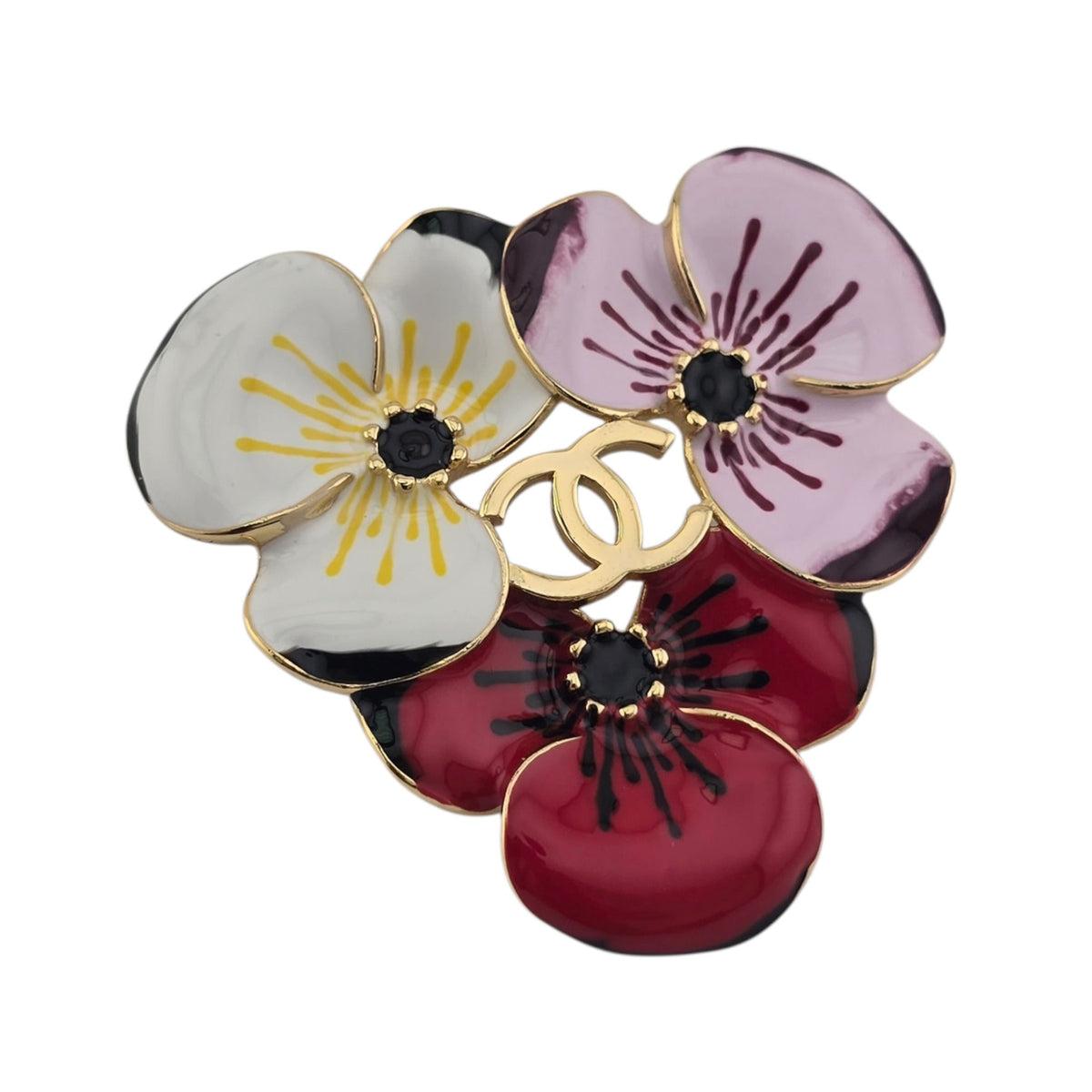 Chanel CC White Red Pink Flower Brooch FW 2026 CHANEL