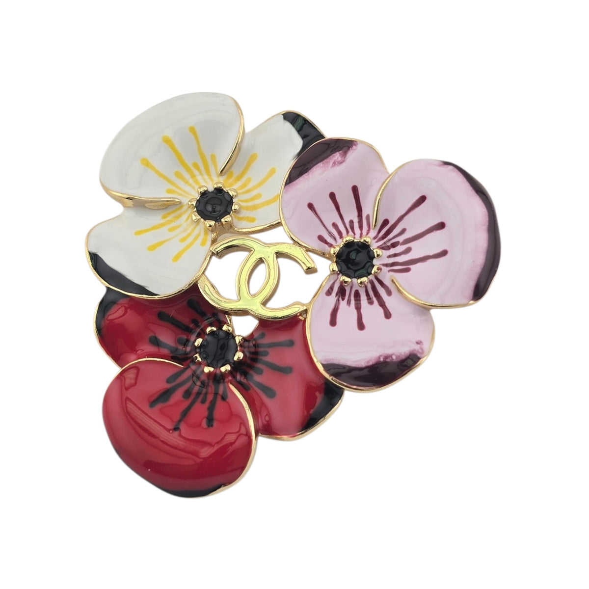 Chanel CC White Red Pink Flower Brooch FW 2026 CHANEL