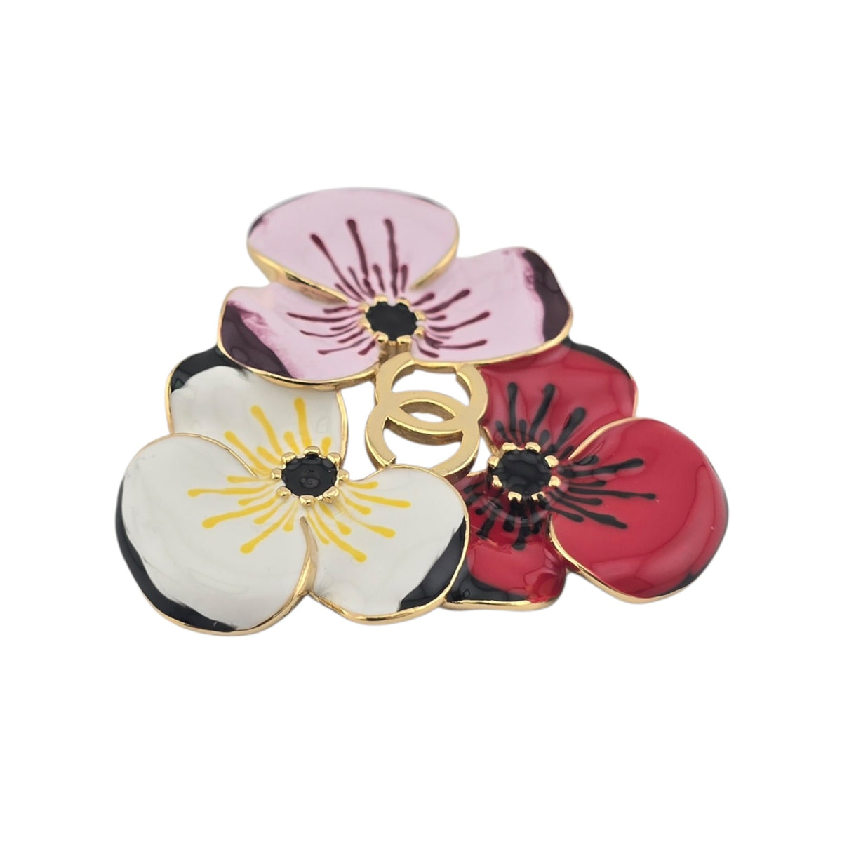 Chanel CC White Red Pink Flower Brooch FW 2026 CHANEL
