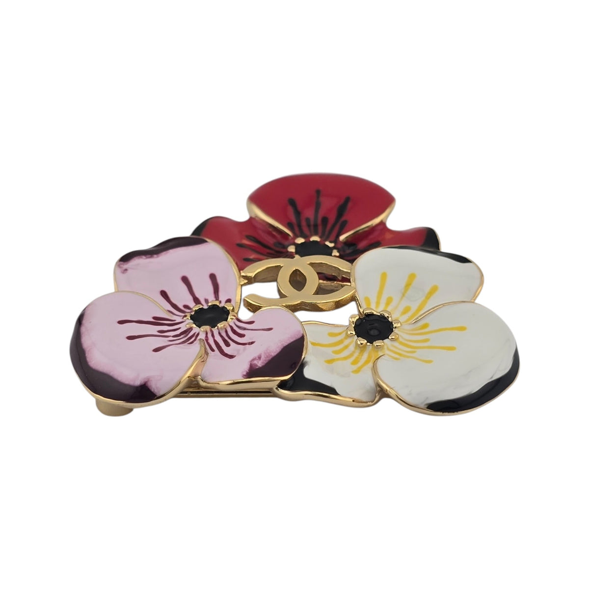 Chanel CC White Red Pink Flower Brooch FW 2026 CHANEL