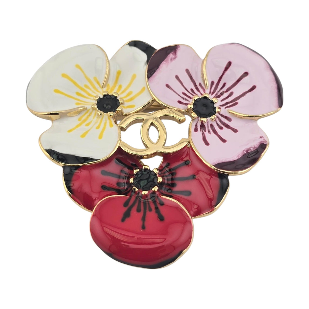 Chanel CC White Red Pink Flower Brooch FW 2026 CHANEL