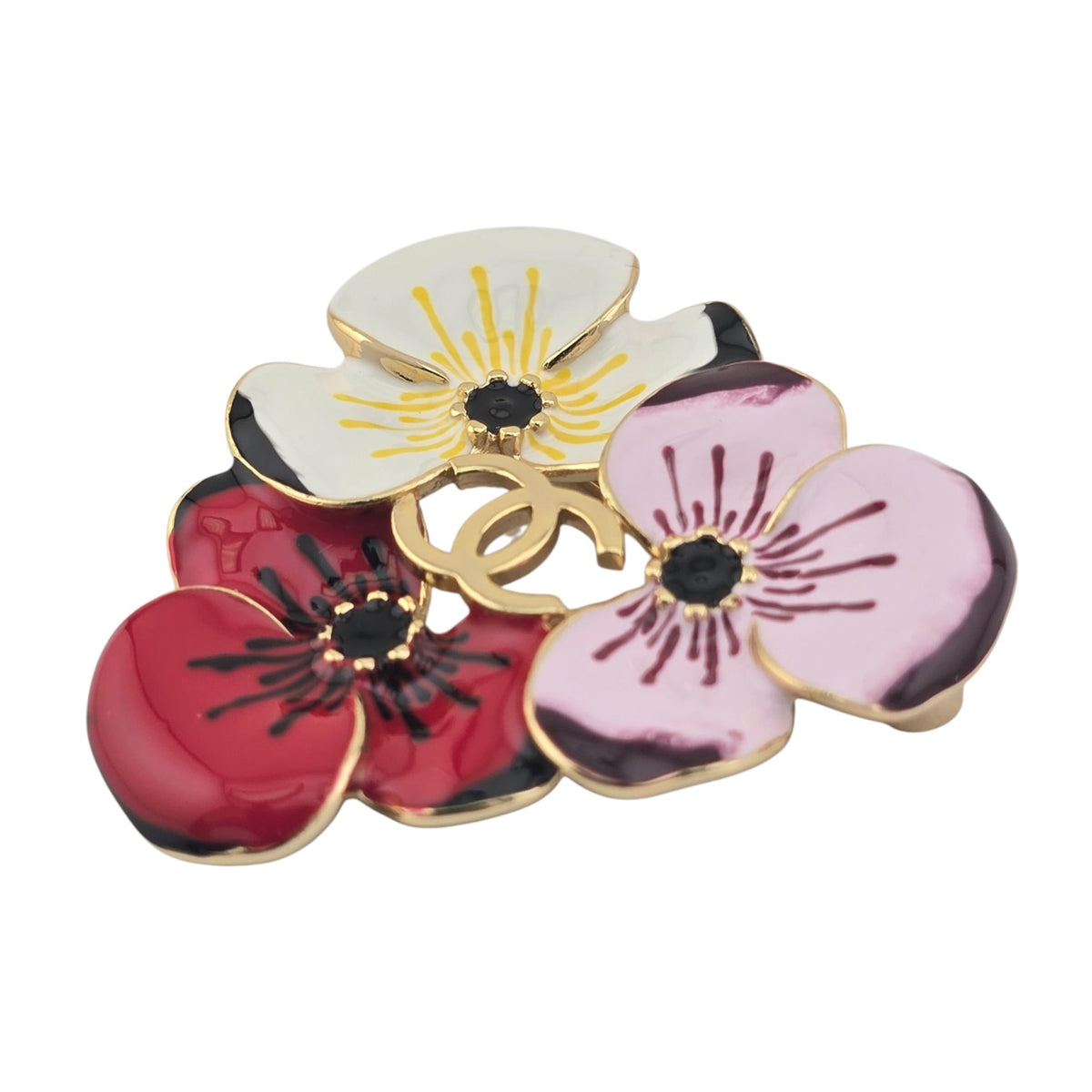 Chanel CC White Red Pink Flower Brooch FW 2026 CHANEL