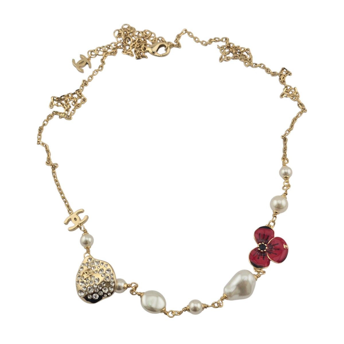 Chanel CC Red Flower Resin Necklace FW 2026 CHANEL