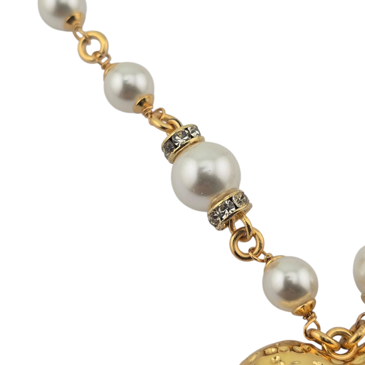 Chanel CC Pendant Pink White Gold Heart Necklace CHANEL
