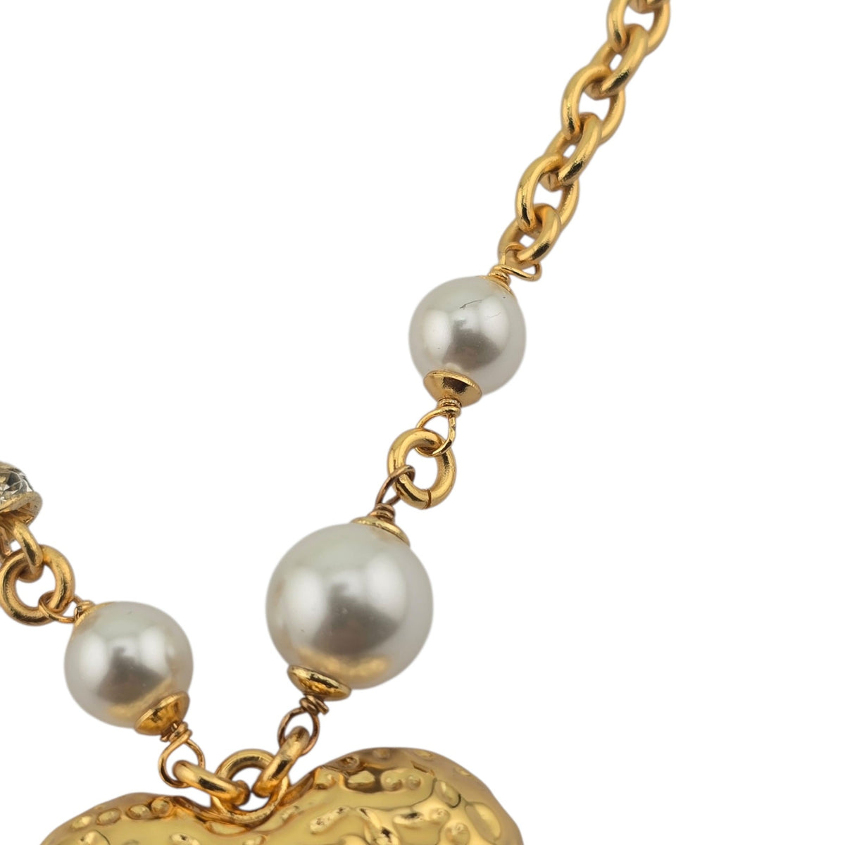 Chanel CC Pendant Pink White Gold Heart Necklace CHANEL