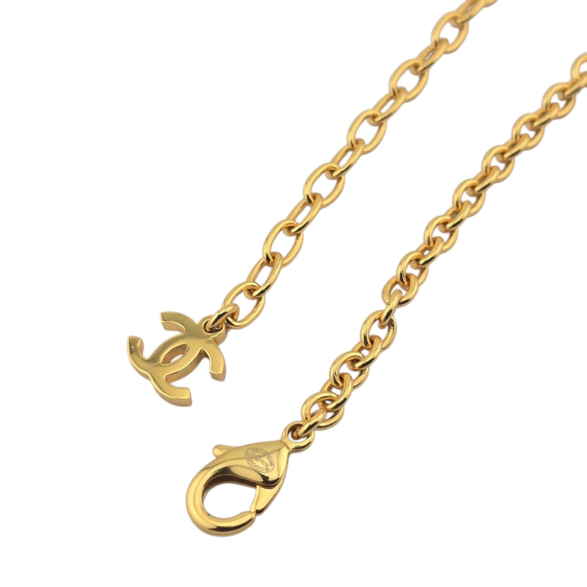 Chanel CC Pendant Pink White Gold Heart Necklace CHANEL