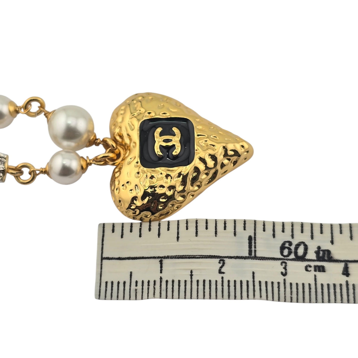 Chanel CC Pendant Black White Gold Heart Necklace 2023 CHANEL