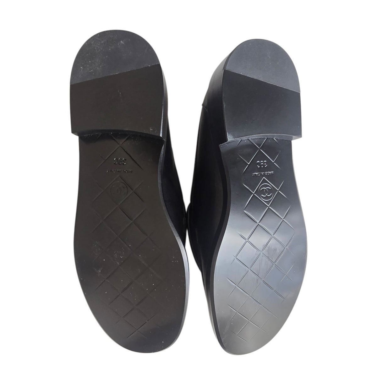 Chanel CC Lambskin Quilted Black Turnlock Loafers 39 CHANEL