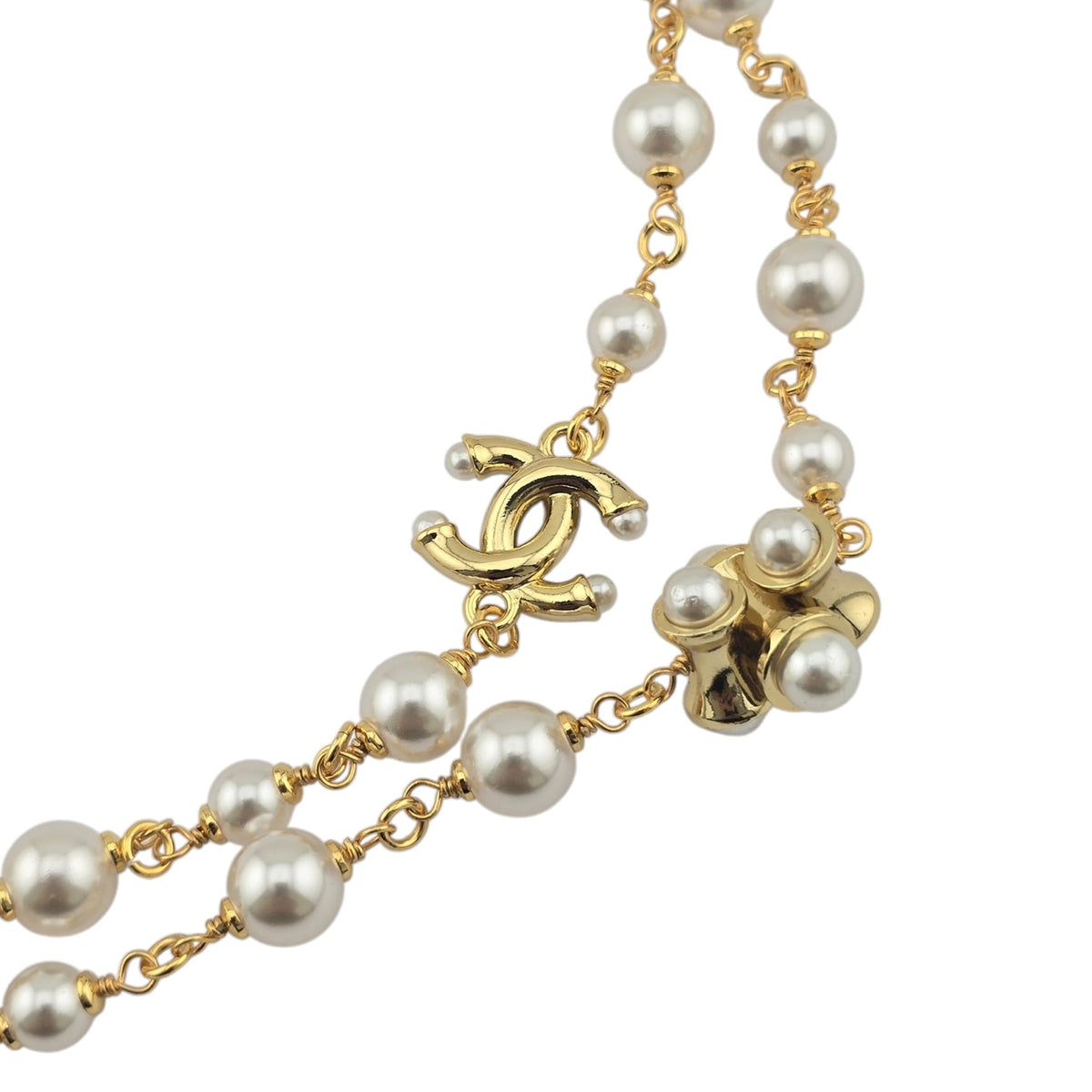 Chanel CC Long Faux Pearl Gold Necklace 2026 CHANEL