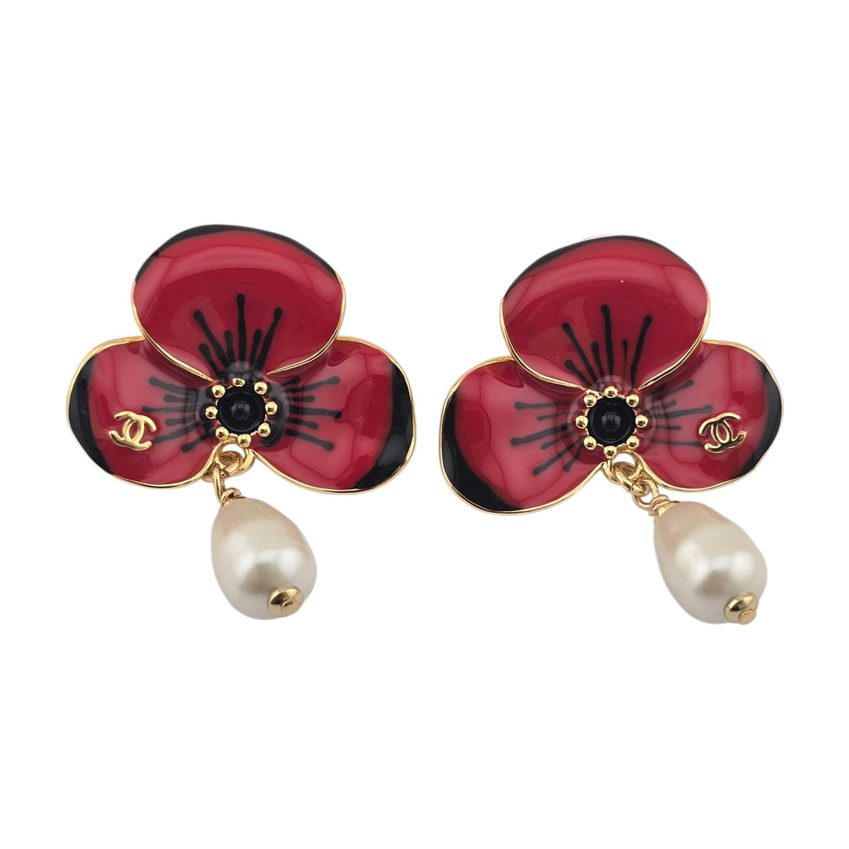 Chanel CC Red Flower Pendant Earrings FW 2026 CHANEL