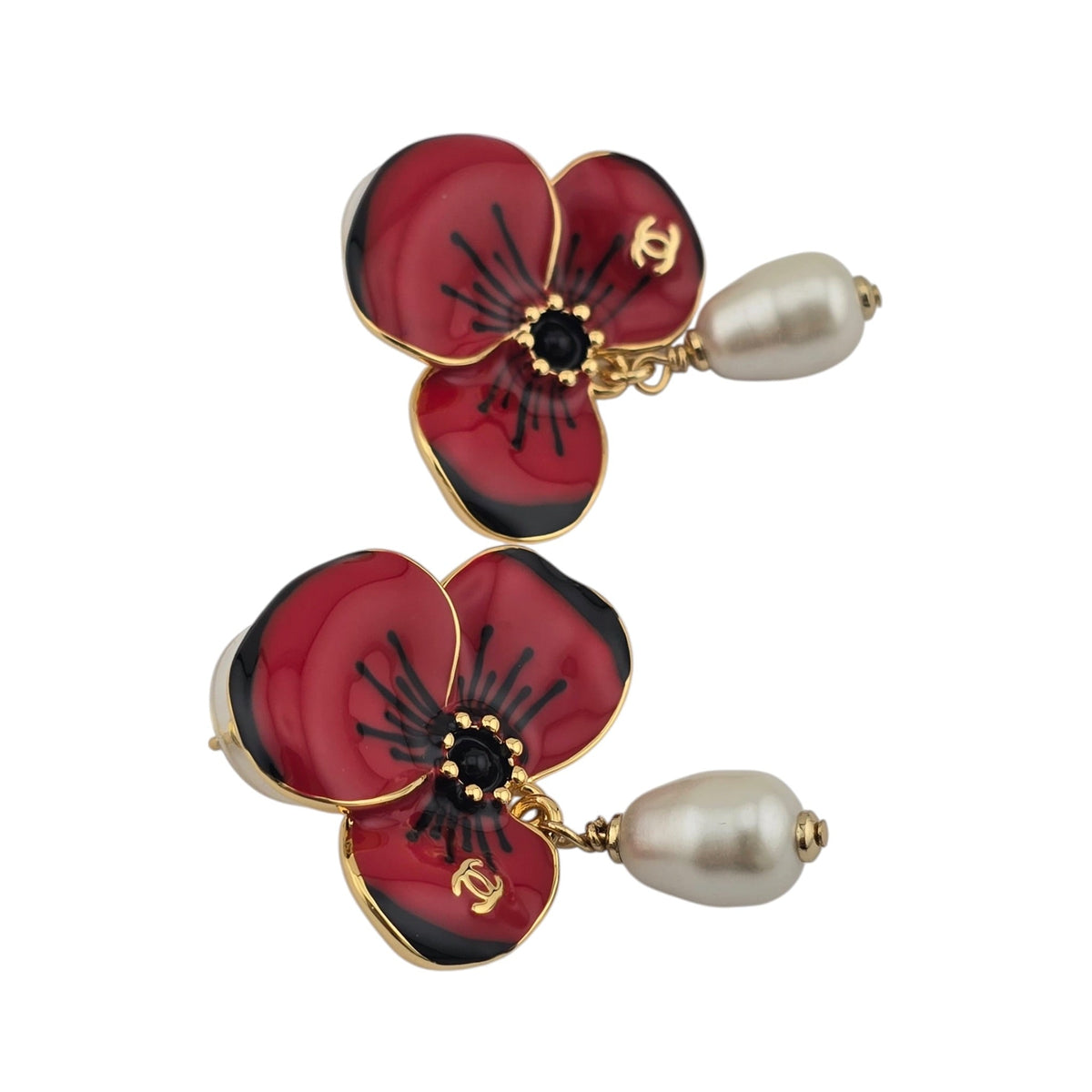 Chanel CC Red Flower Pendant Earrings FW 2026 CHANEL