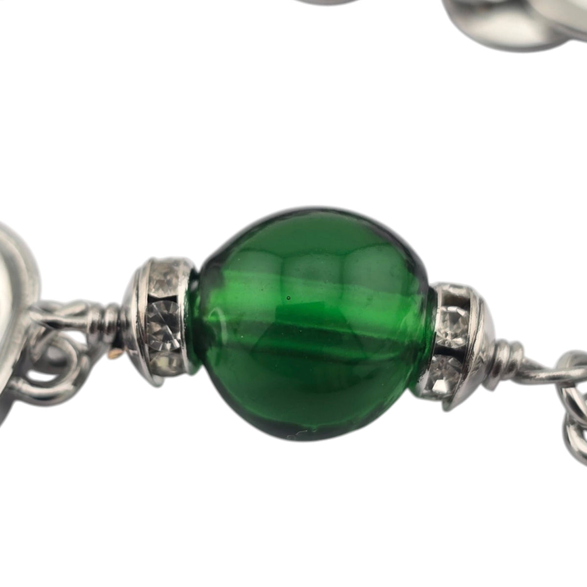 Chanel CC Silver Green Crystal Necklace 2026 CHANEL
