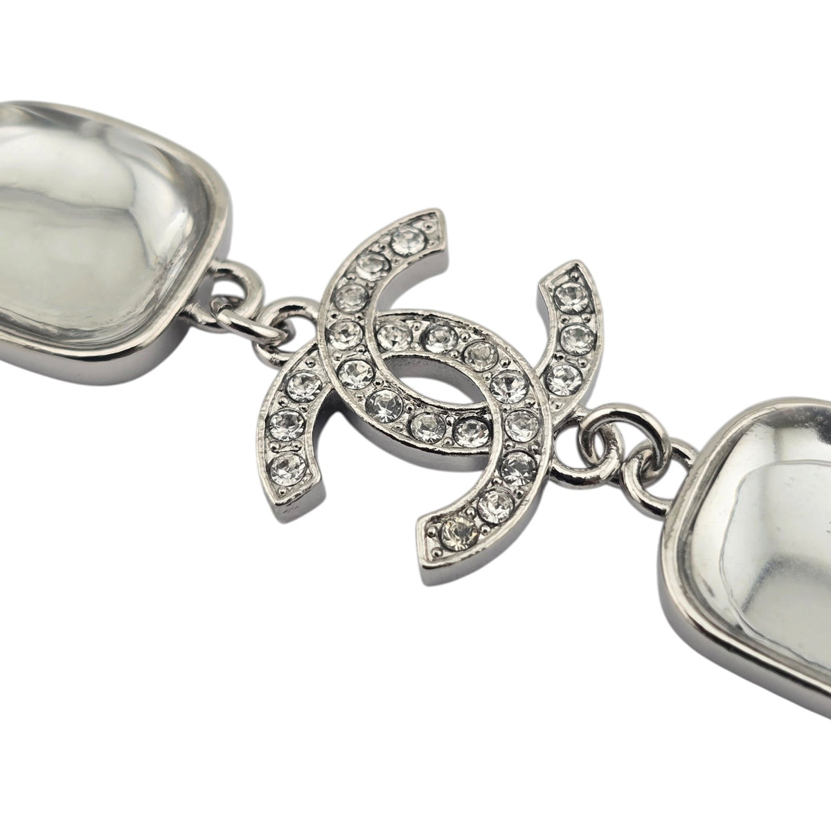 Chanel CC Silver Green Crystal Necklace 2026 CHANEL