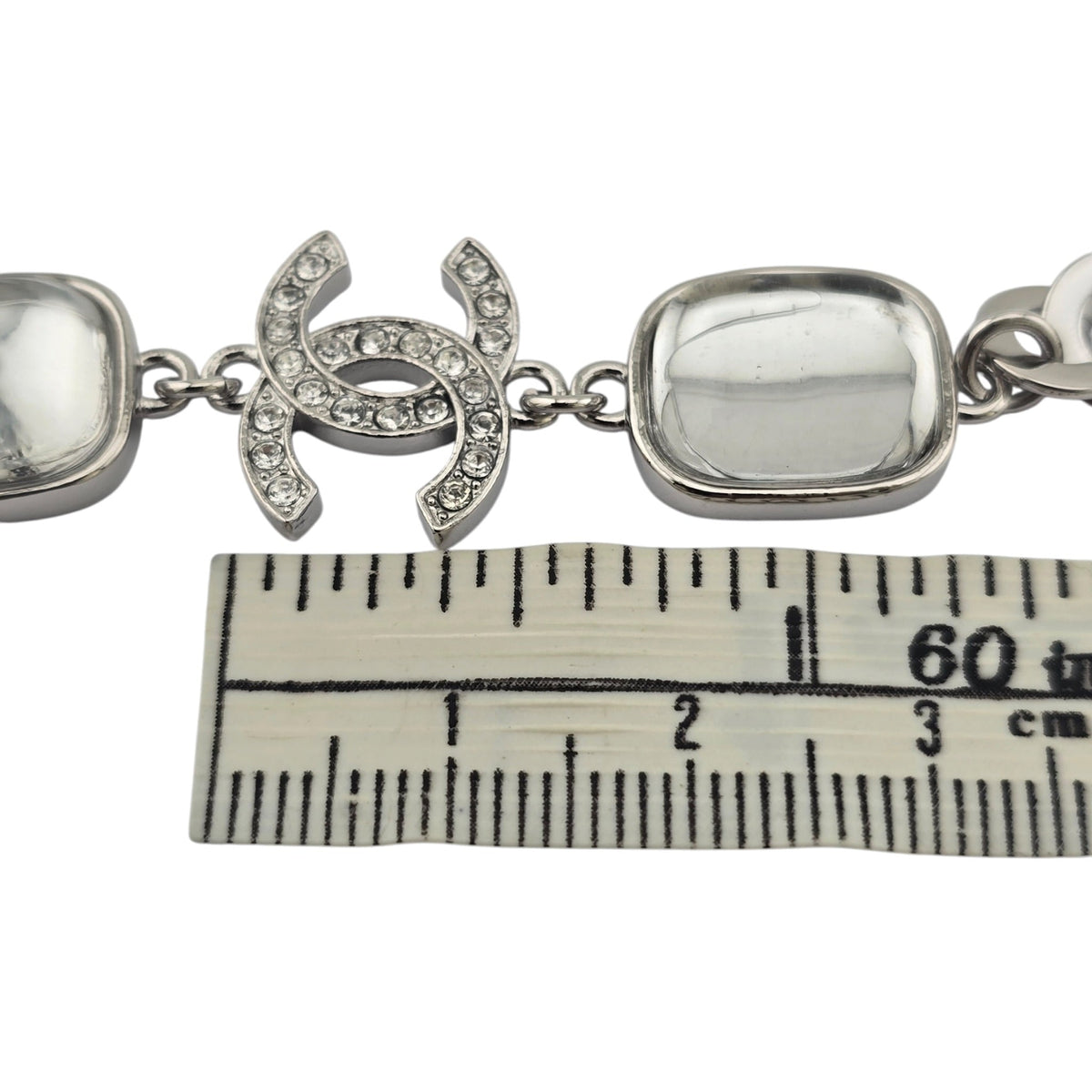 Chanel CC Silver Green Crystal Necklace 2026 CHANEL