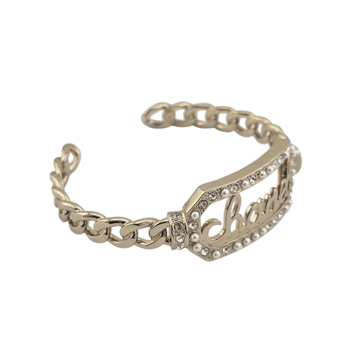 Chanel Logo Cuff Pearl Bangle Gold Set M 2023 CHANEL