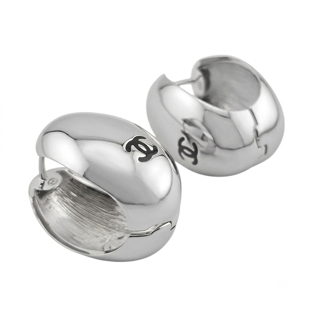 Chanel CC Silver Hoop Earrings SS26 2026 CHANEL