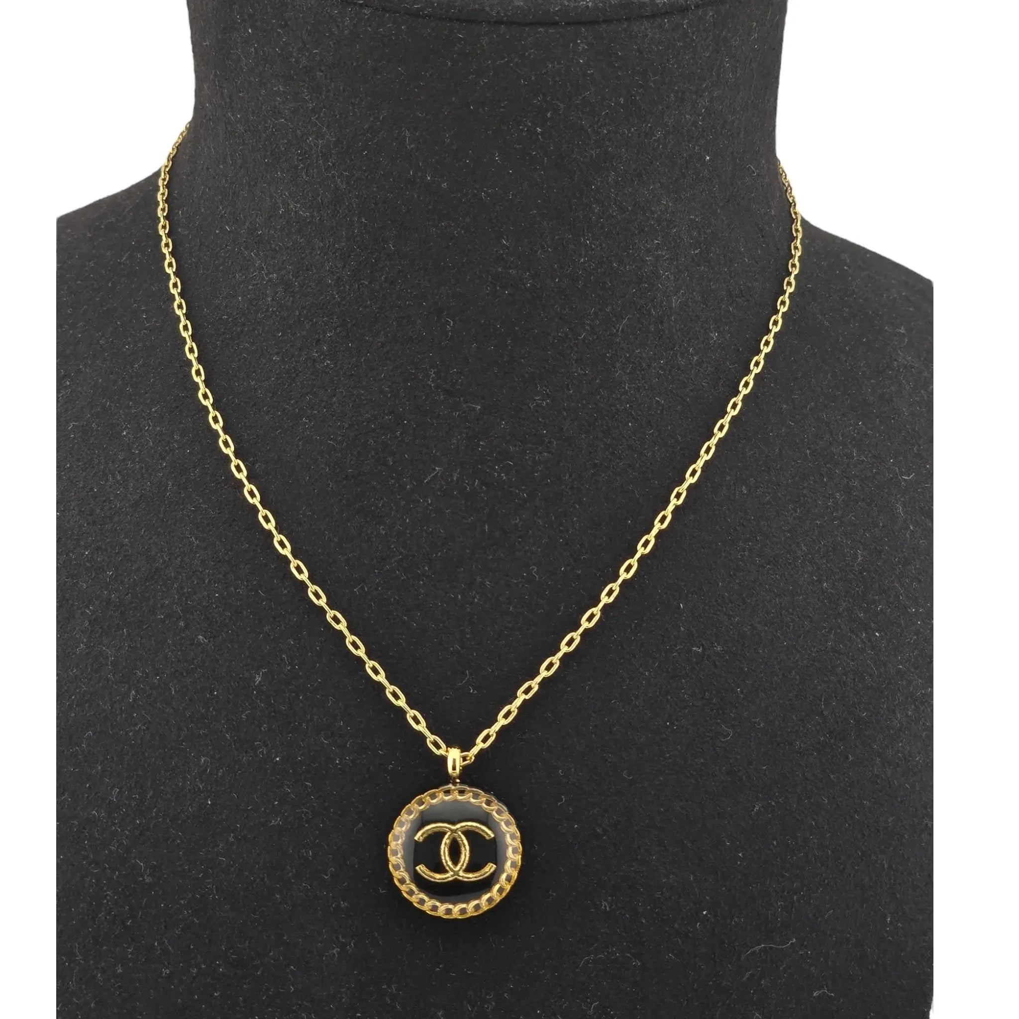 Chanel CC Gold / Black Pendant Necklace 2022 CHANEL