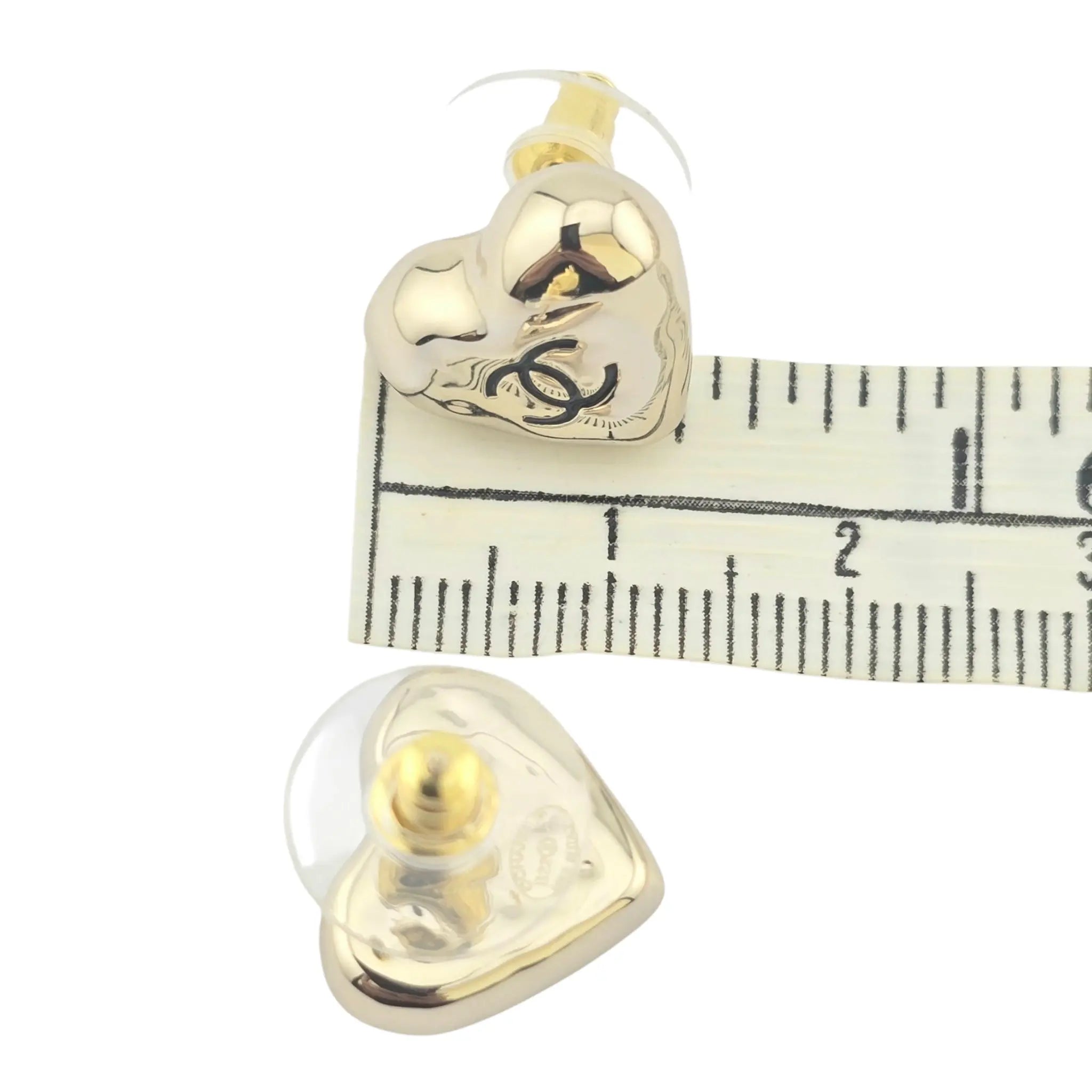 Chanel CC Heart Stud Earrings B22 CHANEL