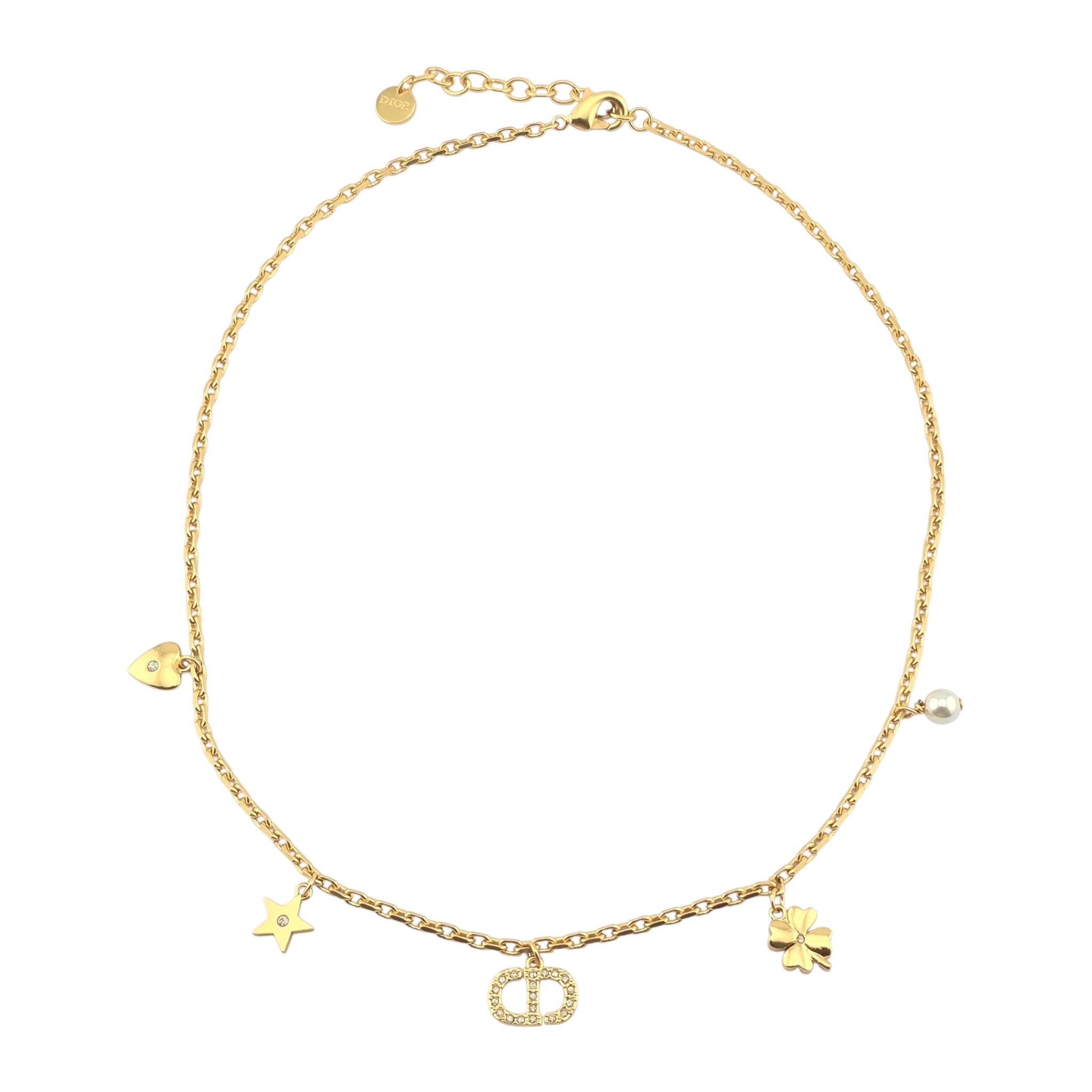 Christian Dior Petit CD Lucky Charms Gold Necklace