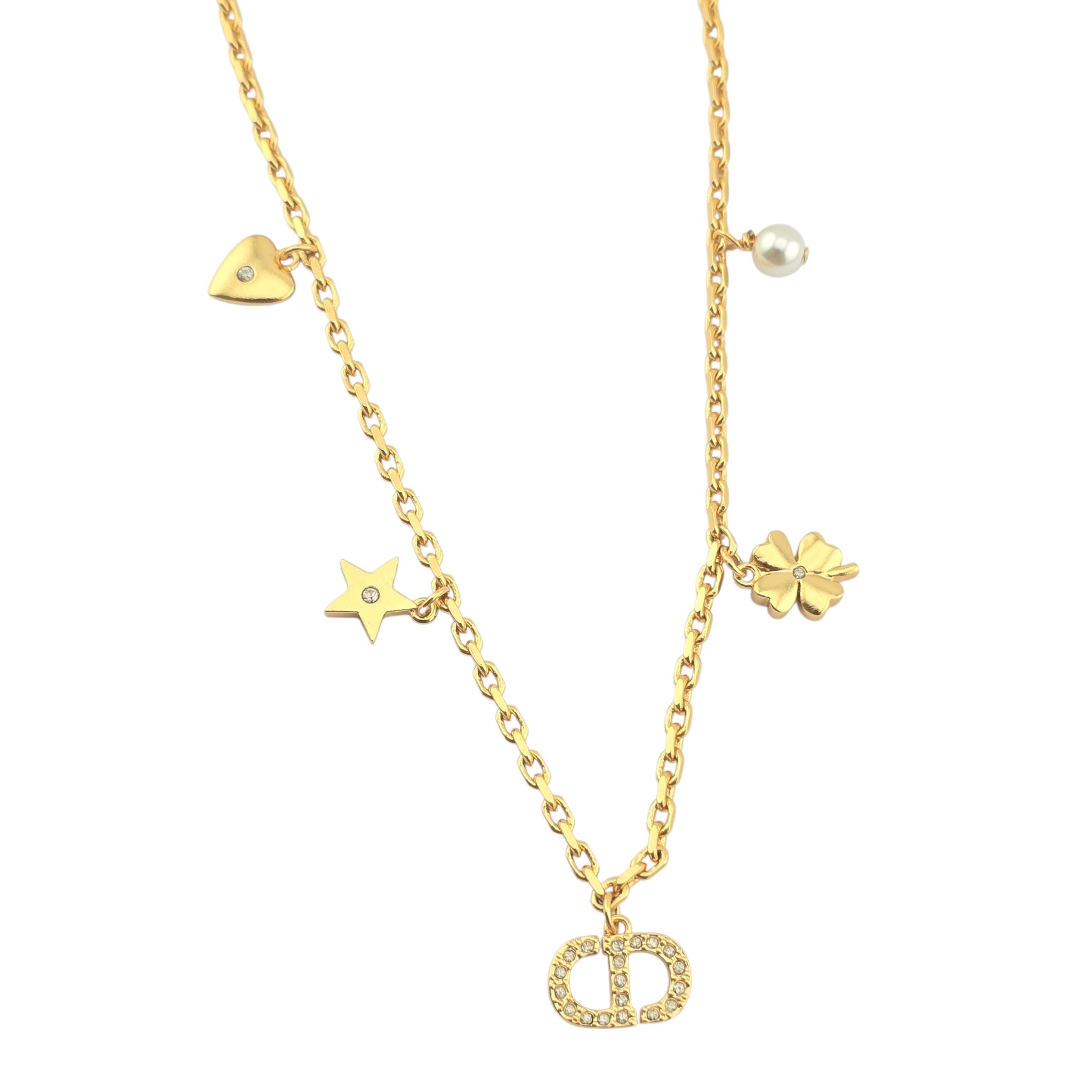 Christian Dior Petit CD Lucky Charms Gold Necklace