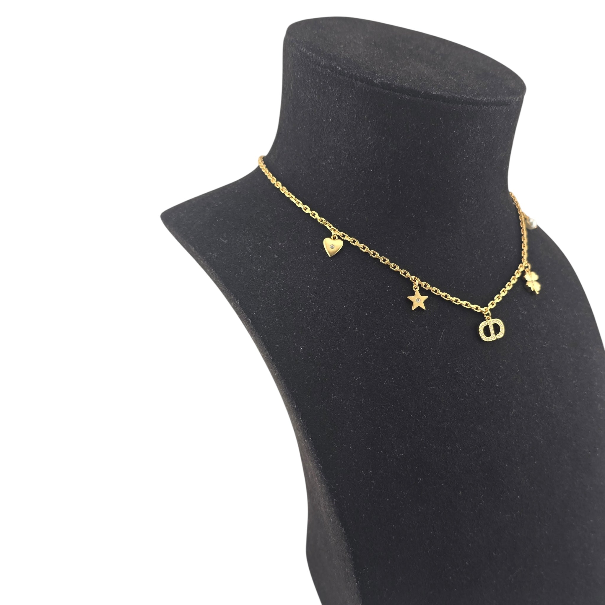 Christian Dior Petit CD Lucky Charms Gold Necklace
