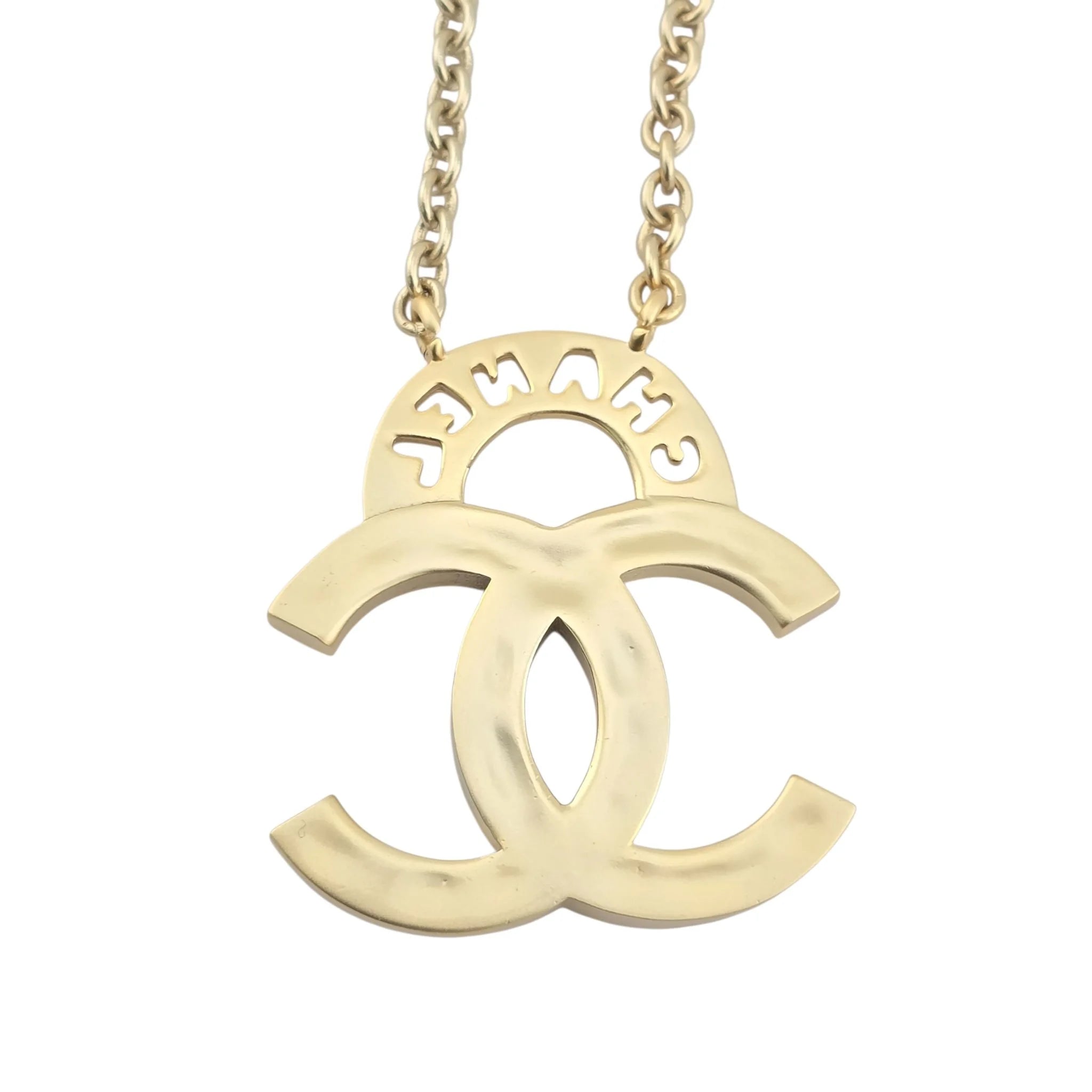 Chanel Crystal CC Logo Necklace Gold CHANEL