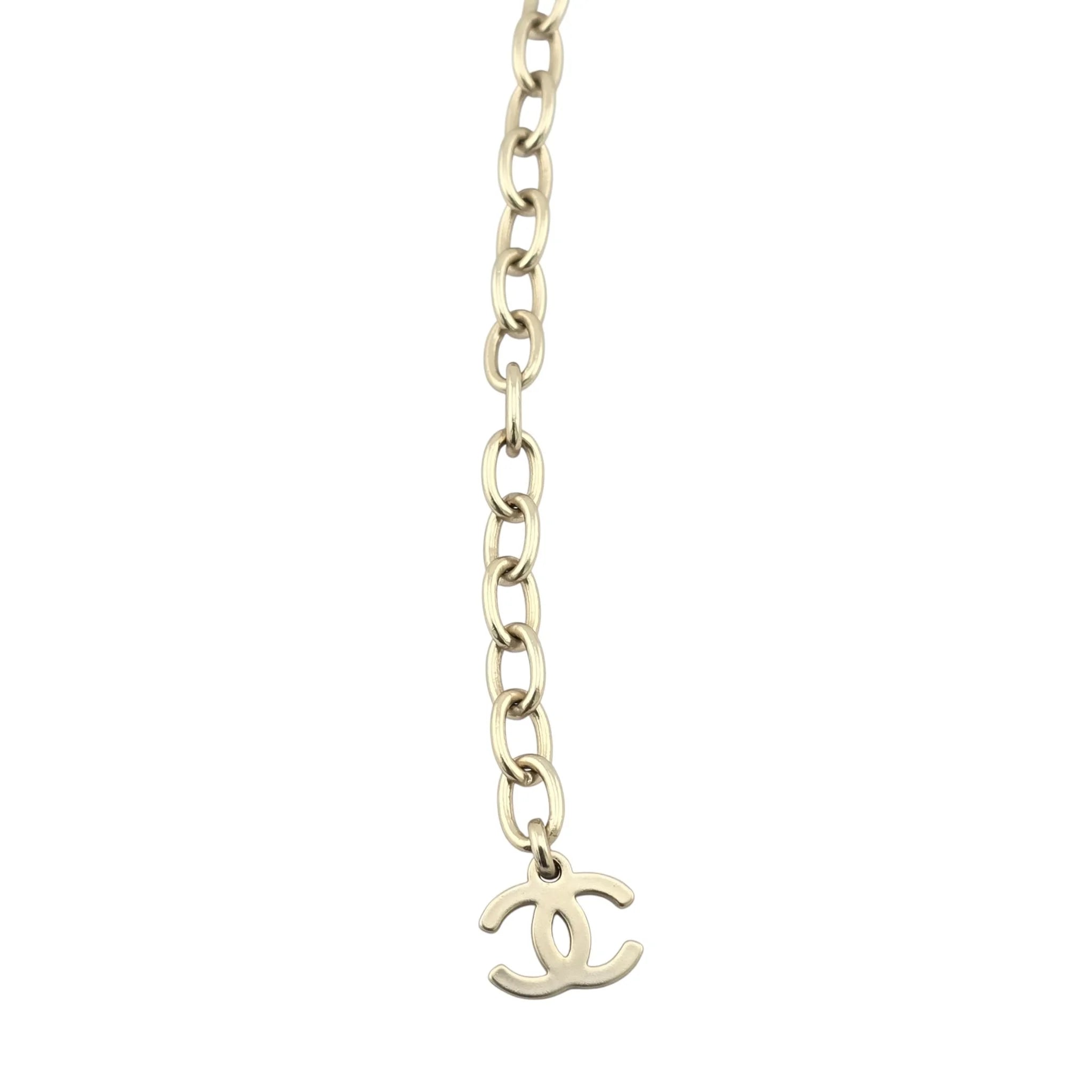 Chanel Crystal CC Logo Necklace Gold CHANEL