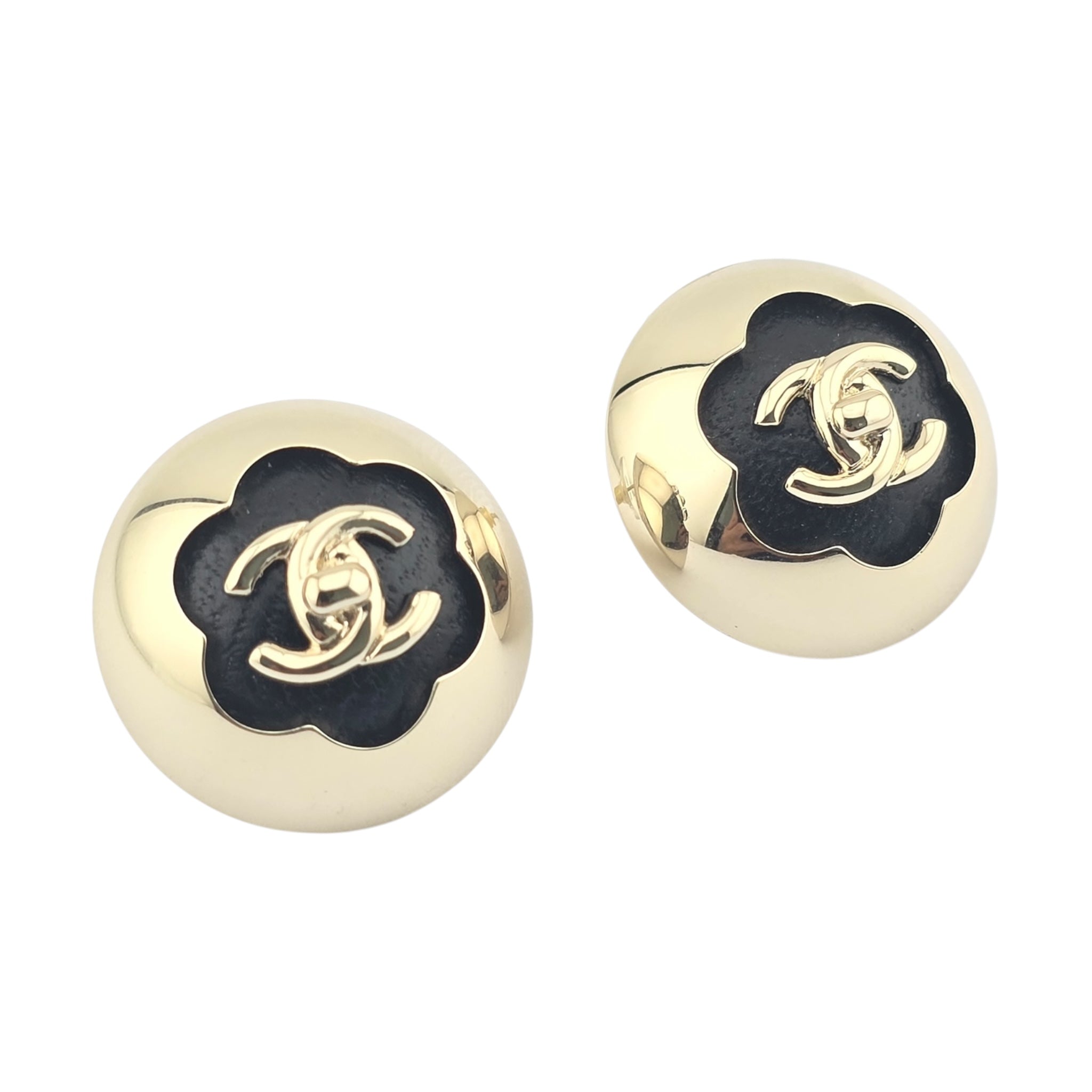 Chanel CC Gold Metal Black Lambskin Earrings 2025 CHANEL