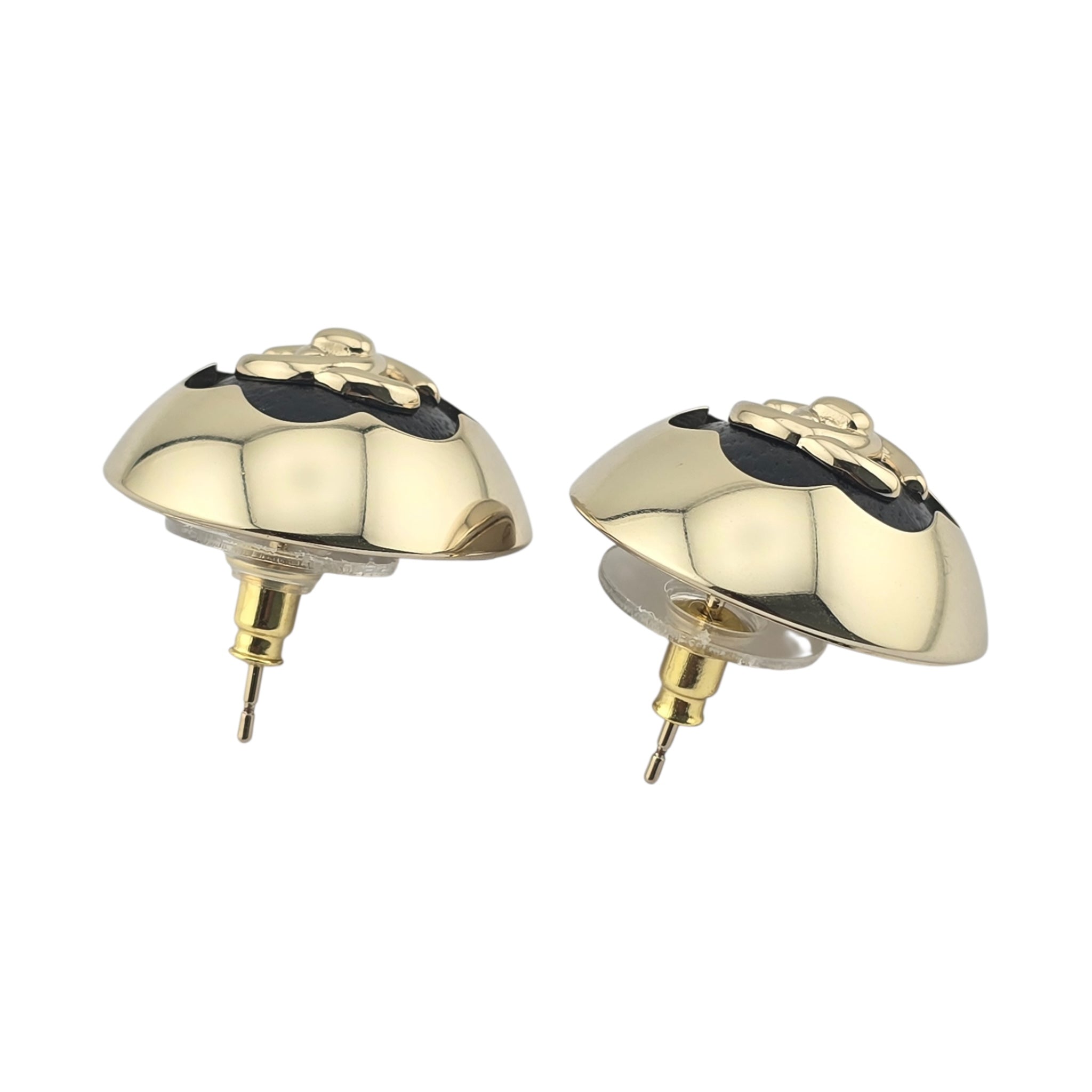 Chanel CC Gold Metal Black Lambskin Earrings 2025 CHANEL