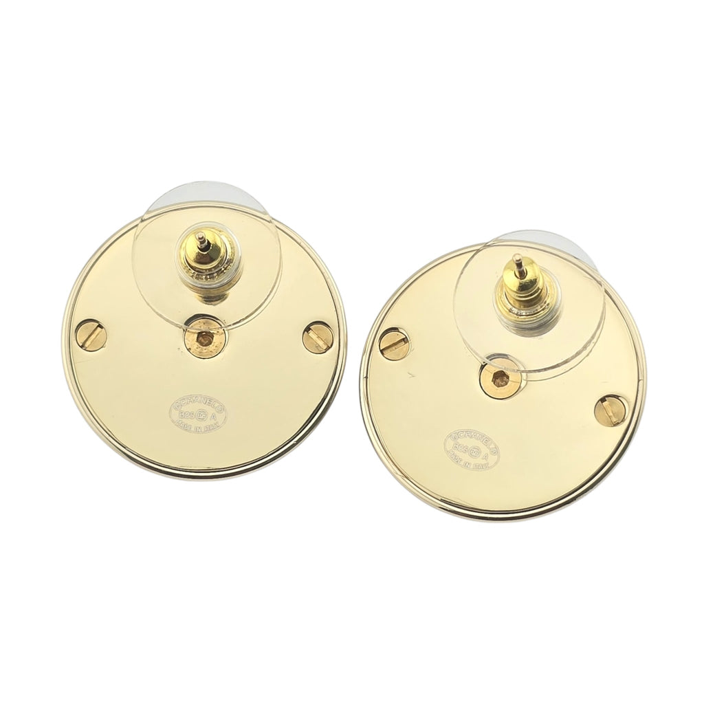 Chanel CC Gold Metal Black Lambskin Earrings 2025 CHANEL