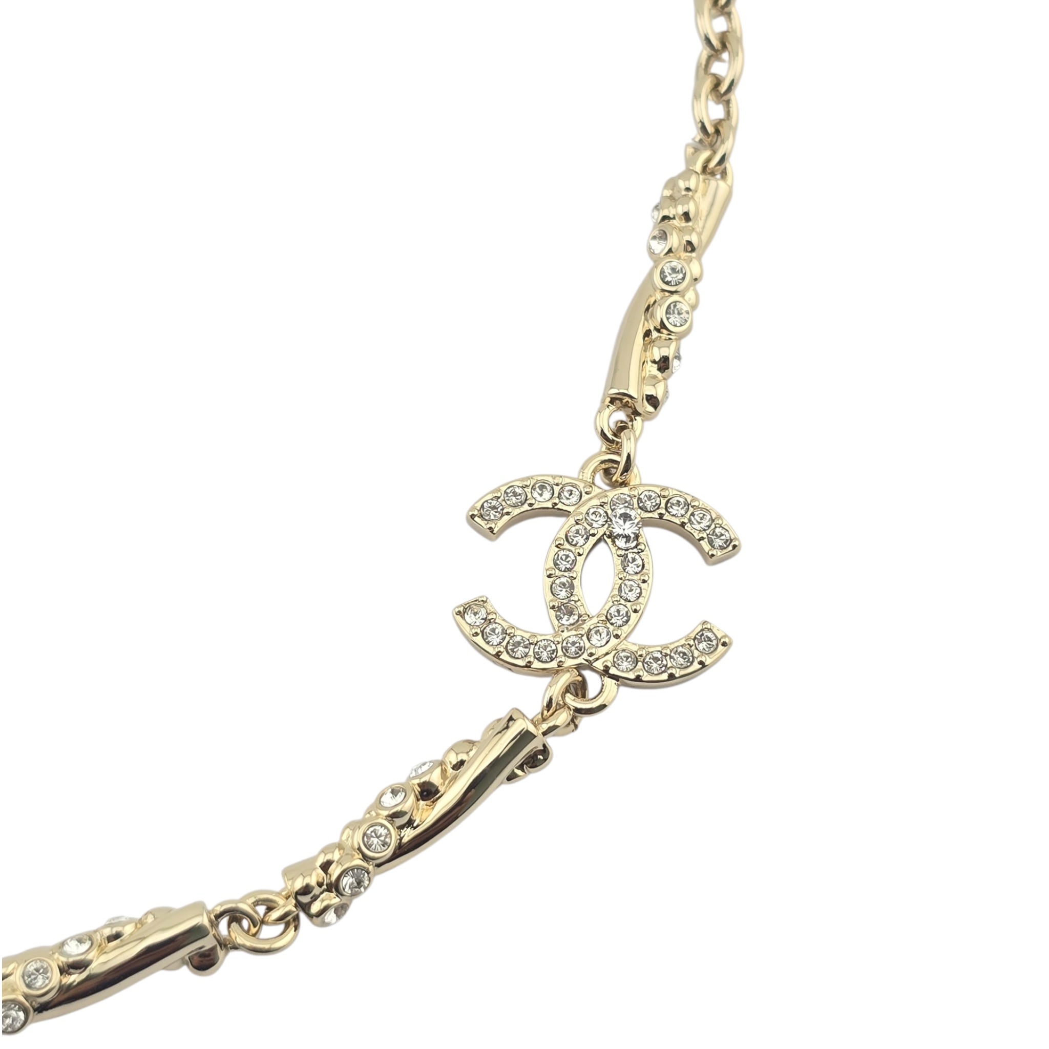 Chanel CC Gold Crystal Spiral Necklace 2023 CHANEL
