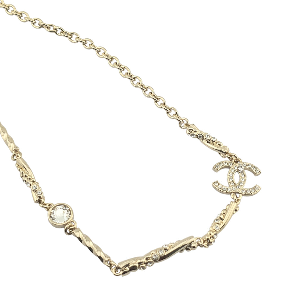 Chanel CC Gold Crystal Spiral Necklace 2023 CHANEL