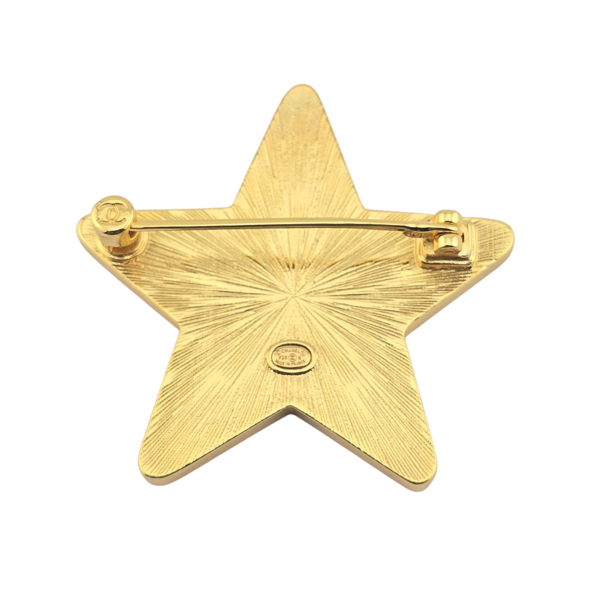 Chanel CC Star Metal Resin Logo Brooch Gold Black 2024 CHANEL