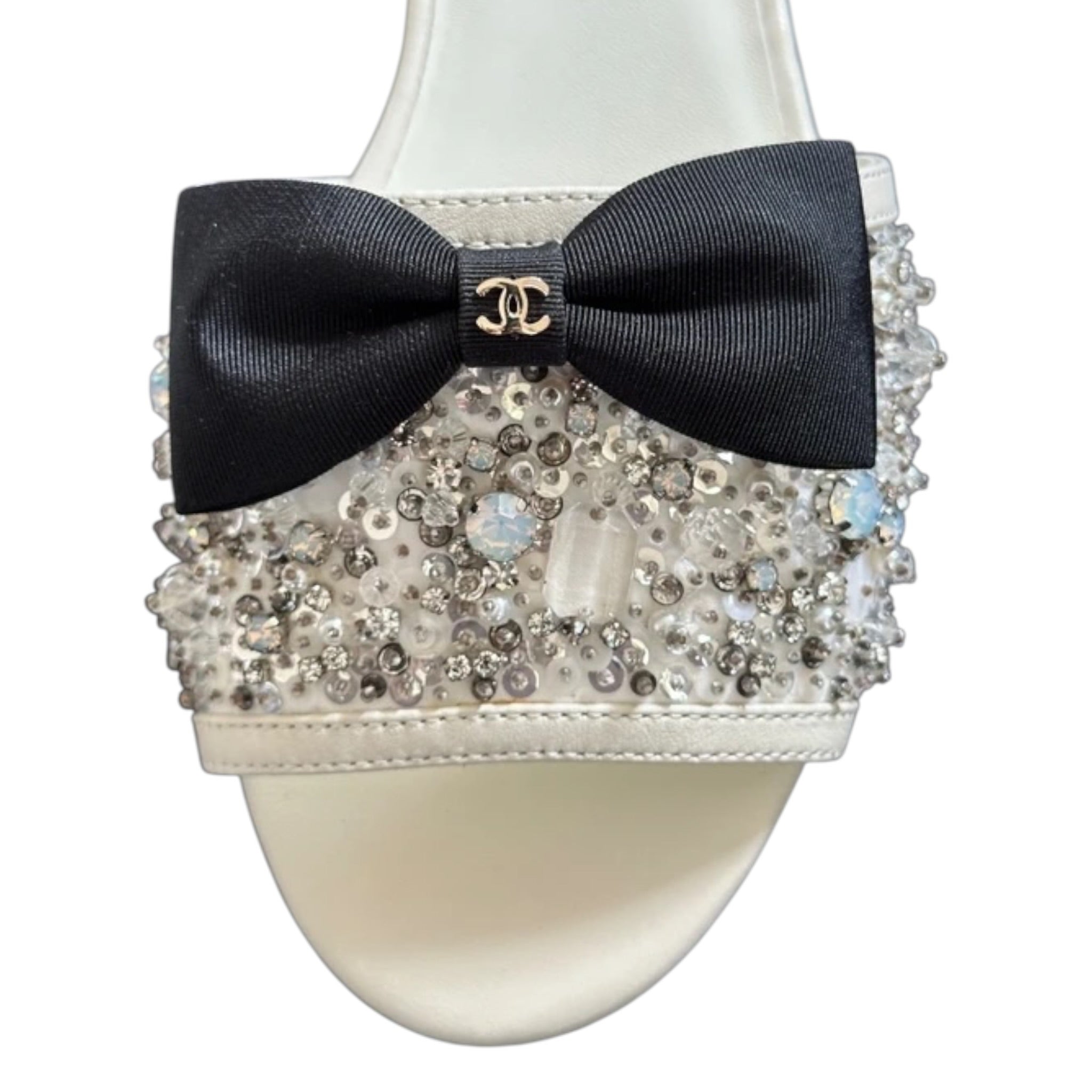 Chanel CC White Sandals 39 CHANEL