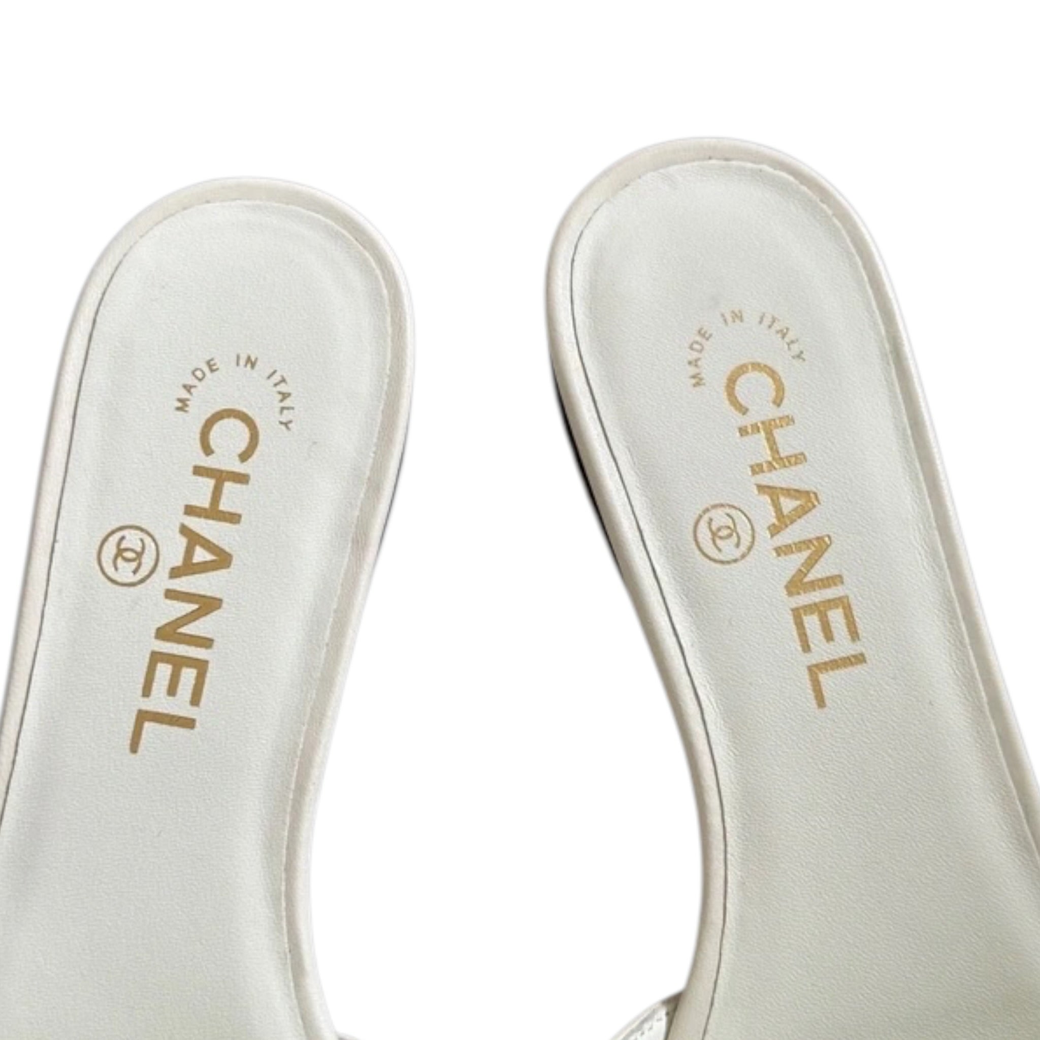 Chanel CC White Sandals 39 CHANEL