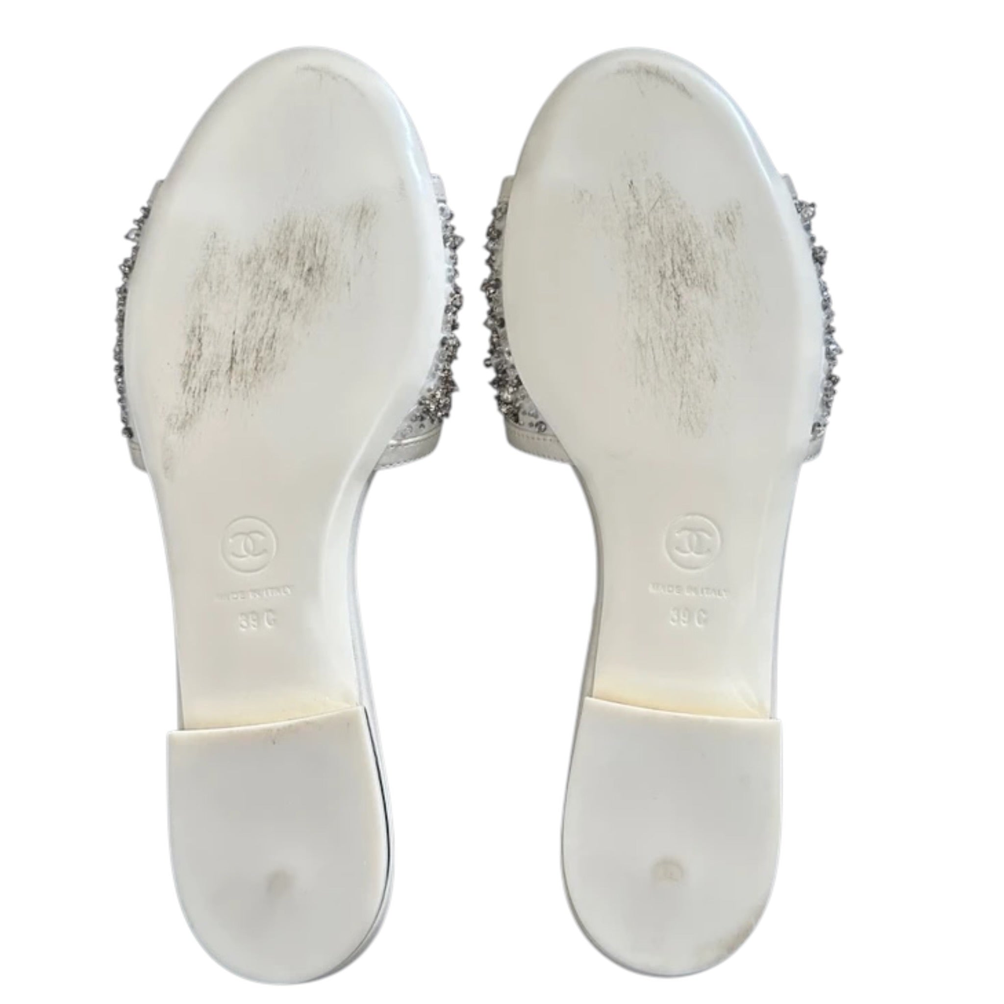 Chanel CC White Sandals 39 CHANEL