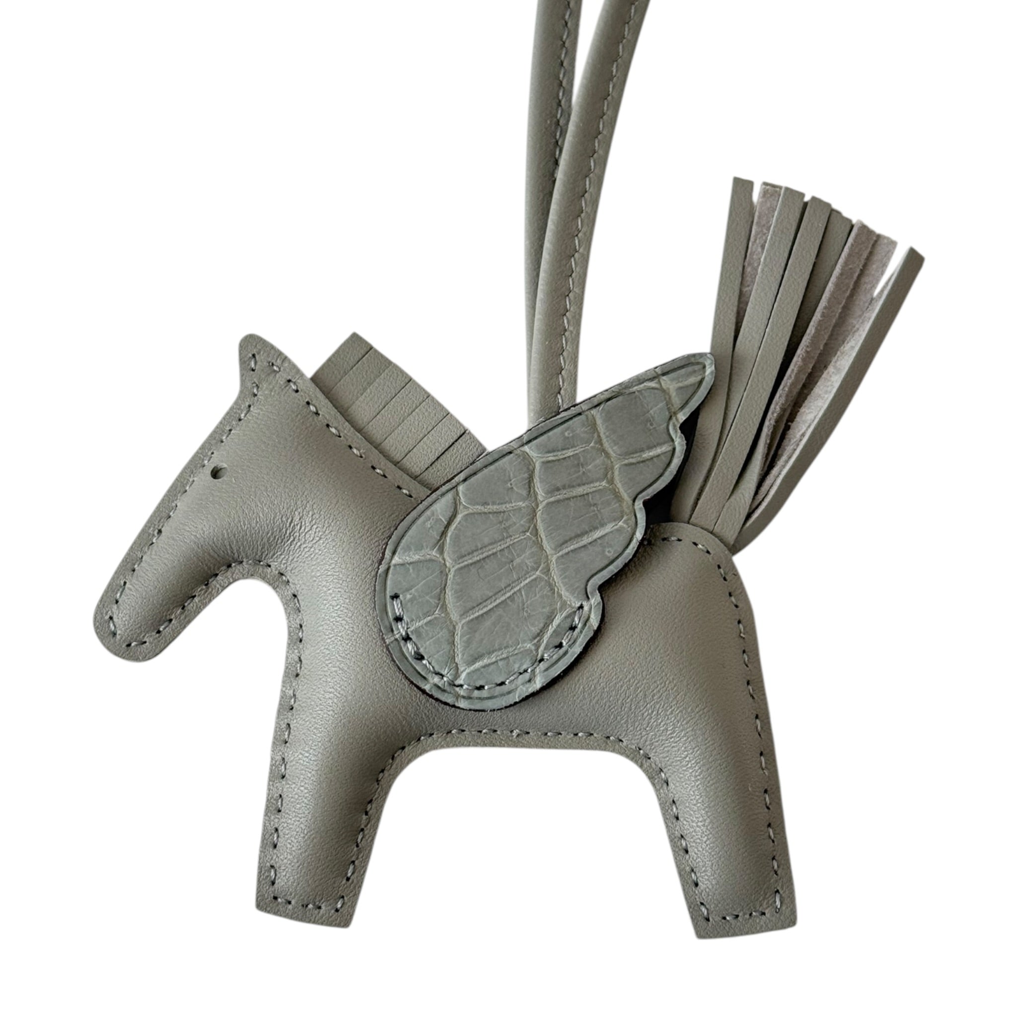 Hermès Rodeo Pegase Gris Perle Leather and Alligator Touch PM Charm Bag HERMES